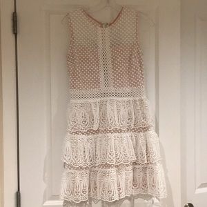 Aqua fun tier white lace dress